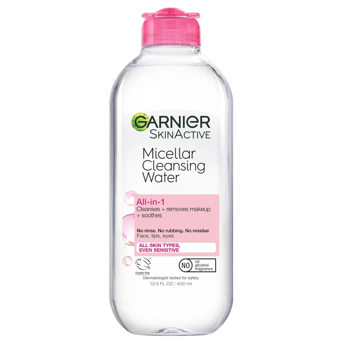 Garnier Micellar Water, Hydrating Facial Cleanser & Makeup Remover, Suitable for Sensitive Skin, Vegan, Cruelty Free, 13.5 Fl Oz (400mL), 1 Count - Image 2