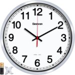 Geevon 12 Inch Atomic Wall Clock - Self-Setting Analog Clock with Automatic Time Sync - Battery Operated for Home Office School - Silver Frame - Image 2