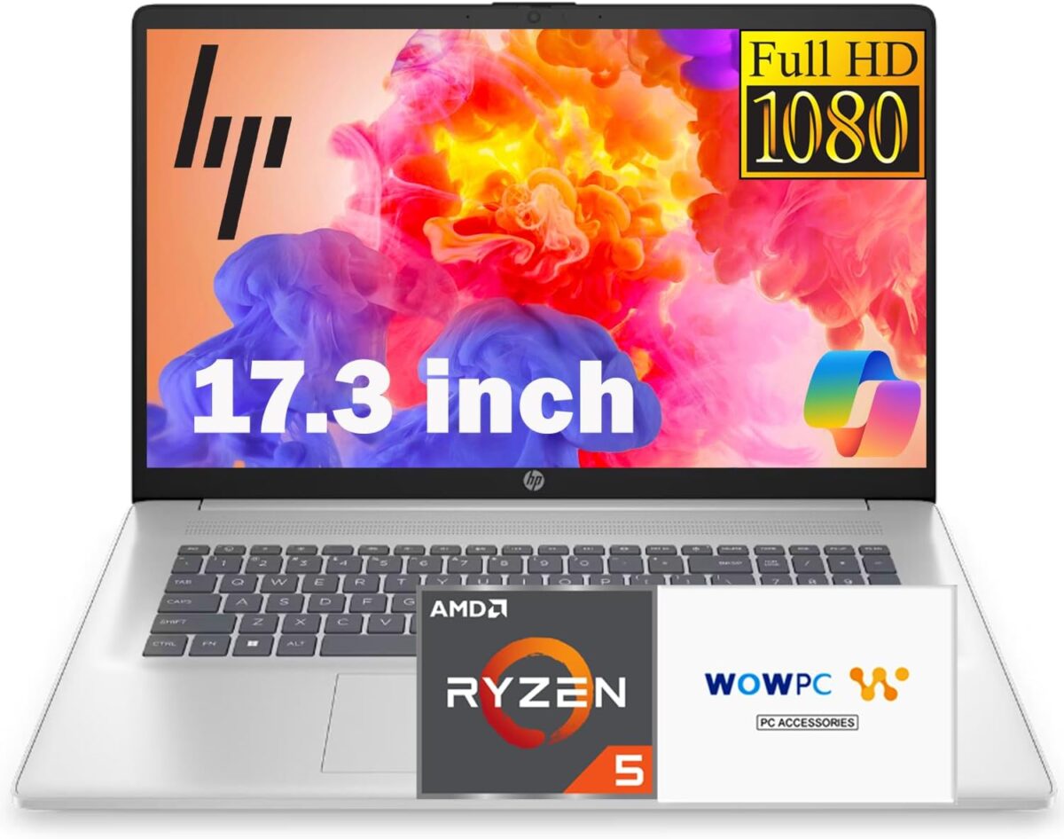 HP 17 Inch Business Laptop, 17.3'' FHD IPS Anti-Glare 1080P Display, AMD Ryzen 5 7430U (Beats Core i7-1355U), 16GB RAM, 512GB SSD, AMD Radeon Graphics, HDMI, Windows 11 Pro, Wi-Fi 6, WOWPC USB - Image 2