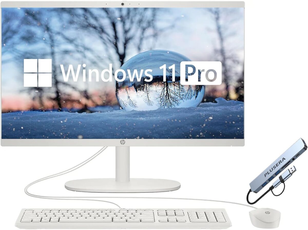 HP 21.5" FHD All-in-One Desktop Computer, 32GB RAM 1.5TB Storage (1TB SSD+512GB Docking Station Set), Dual-Core Intel Celeron, Windows 11 Pro with Microsoft Office Home & Business Included, Snow White - Image 2