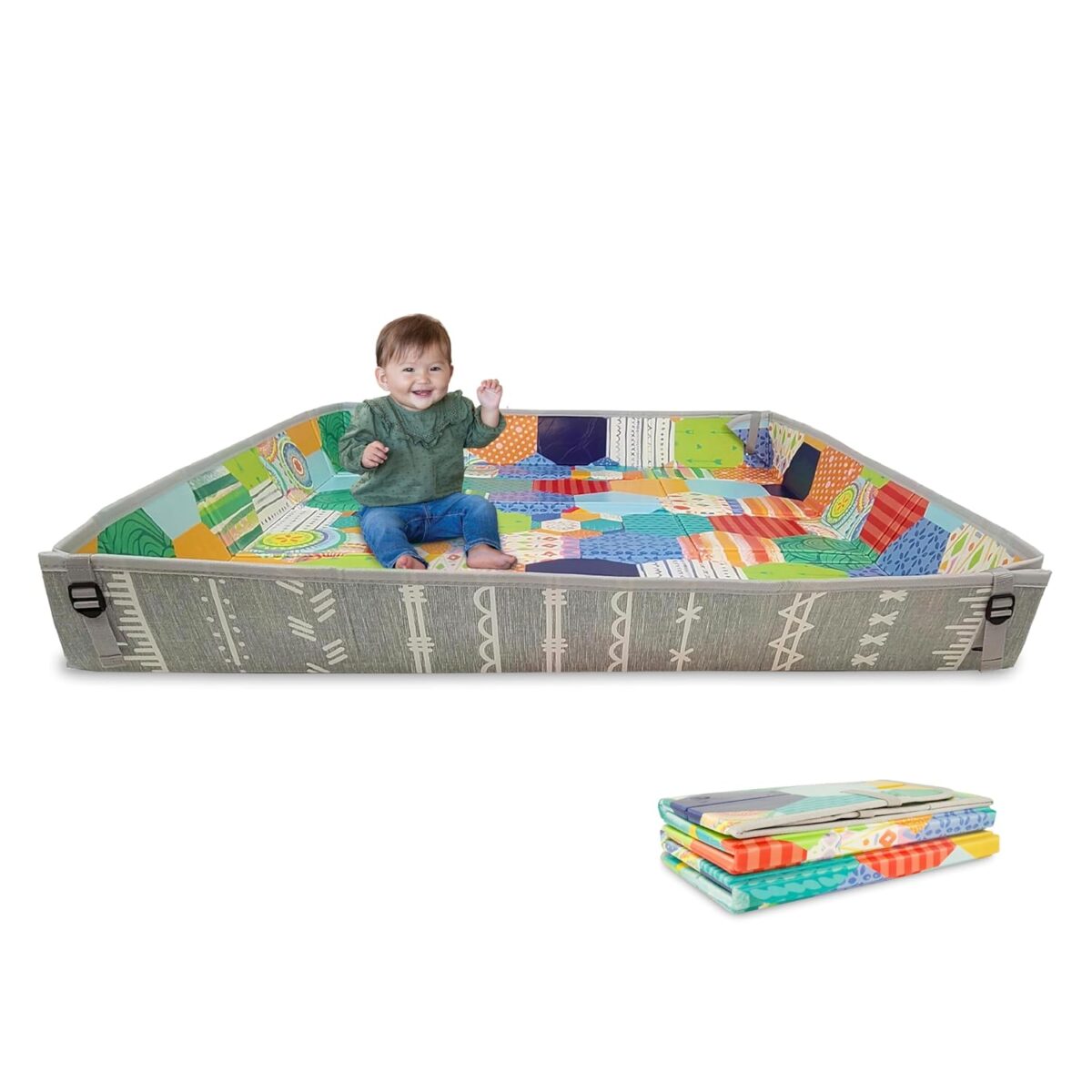 Infantino Foldable Soft Foam Play Mat, Baby Play Mat for Tummy Time & Floor Play, Lightweight, Easy to Store, Wipeable, Multicolor - Image 2