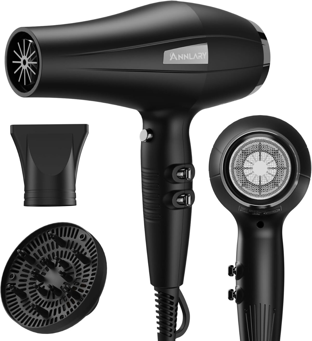 Ionic Hair Dryer with Diffuser, Blow Dryer, Professional 1875W Powerful AC Motor Hairdryer with 8.2Ft Cord for Women & Men, Fast-Drying Blow Dryer with Nozzle for Home, Salon - Image 2