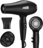 Ionic Hair Dryer with Diffuser, Blow Dryer, Professional 1875W Powerful AC Motor Hairdryer with 8.2Ft Cord for Women & Men, Fast-Drying Blow Dryer with Nozzle for Home, Salon - Image 2