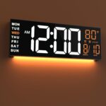 JALL 16" Large Digital Wall Mount Clock, Count Down Timer, Alarm, Big LED, RGB Color, DST, Temperature for Living Room Classroom Desk, Xmas, Birthday Gift for Senior Mom Dad (White Orange, 16 inches) - Image 2