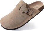 KIDMI Women's Genuine Suede Clogs Cork Footbed Sandals Leather Mules Potato Shoes with Arch Support - Image 2