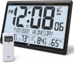 LFF Atomic Clock/Never Needs Setting, Battery Operated, Atomic Wall Clock with Indoor/Outdoor Temperature & Humidity, Wireless Outdoor Sensor, 15" Digital Wall Clock with 4.5" Numbers Easy-to-Read - Image 2