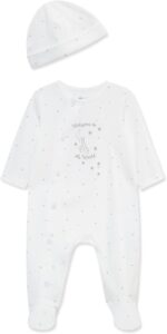 Little Me Clothes for Baby Unisex Gender Neutral Sleeper and Cap Set, 100% Cotton Scratch-Free Tag, Preemie to 9 Months - Image 2