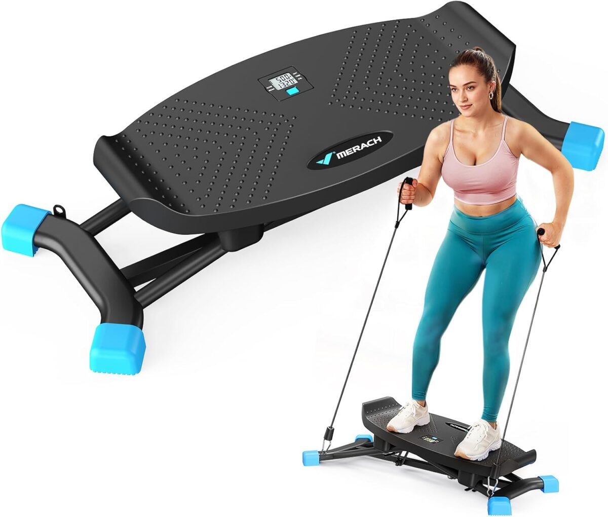 MERACH Balance Board with Resistance Bands, Portable Ski Balancing Machine Featuring LCD Monitor, 300 lbs Capacity Gibbon Balance Trainer for Full Body Workout - Image 2