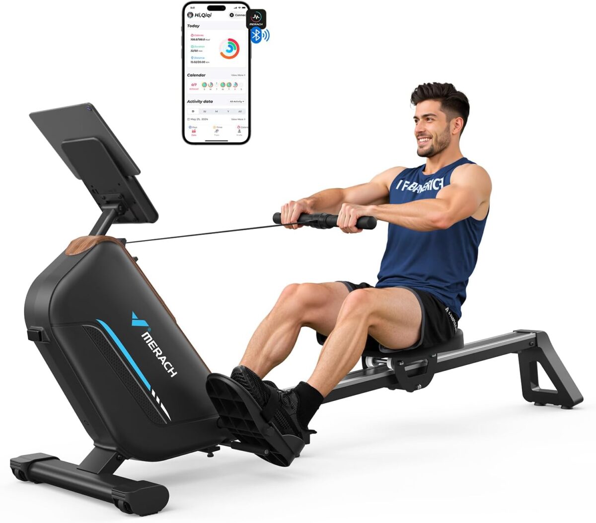 MERACH Rowing Machines for Home, Powerful Electromagnetic Row Machine with 51.2" Extended Rail, 16-Level Handle Resistance Adjustment Rower, 350 LBS Load Capacity, Ergonomic Comfort Seat, Easy Storage - Image 2