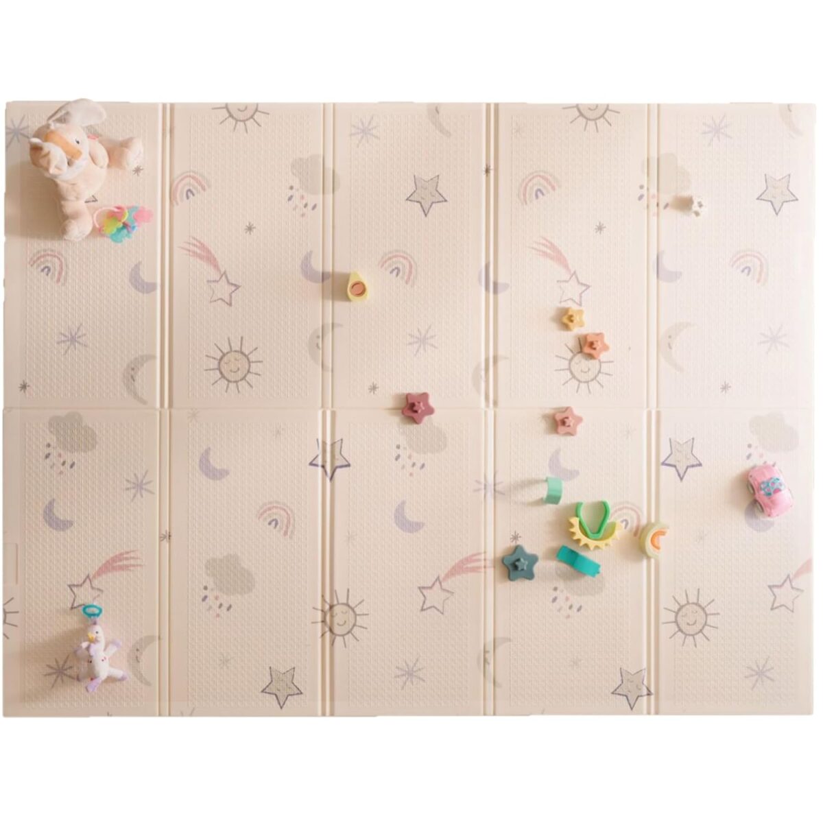 Nuby Reversible Baby Floor Mat, 77" x 58" - Foldable and Lightweight Baby Play Mat for Floor - Easy Storage and Travel - Stars and Sky - Image 2