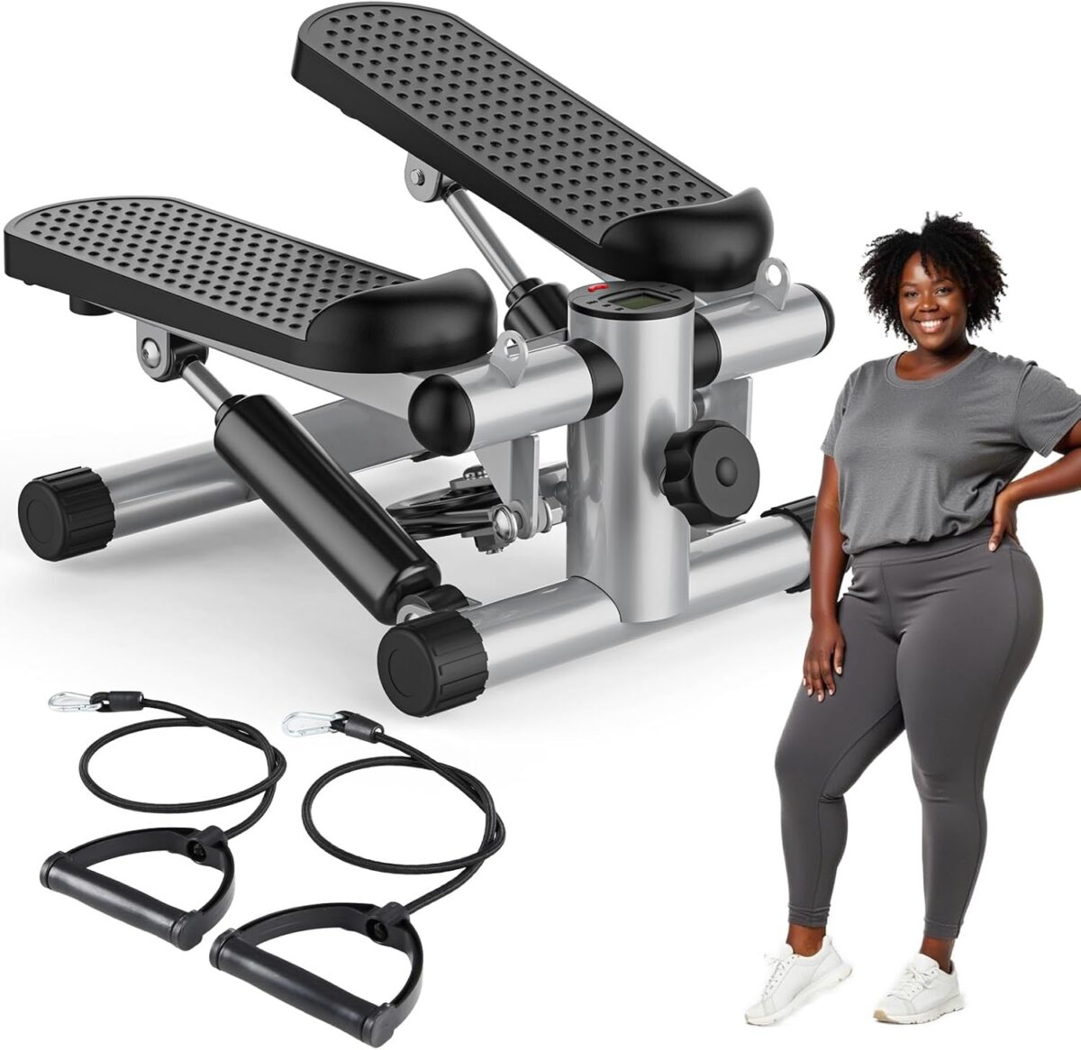 OLIXIS Steppers for Exercise at Home Workout Equipment, Mini Stepper Exercise Machine for Senior Citizens, Twist Stepper with Resistance Bands, Cardio Weight Loss Equipment Home Fitness - Image 2