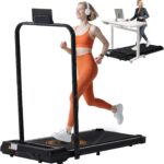 Portable Compact Treadmill with Handles for Home Small Spaces, Foldable Folding Walking Pad Treadmill with Handle Bar, 3.0HP Electric Walking Pads Treadmills Home with 320LB Capacity, LED Display - Image 2