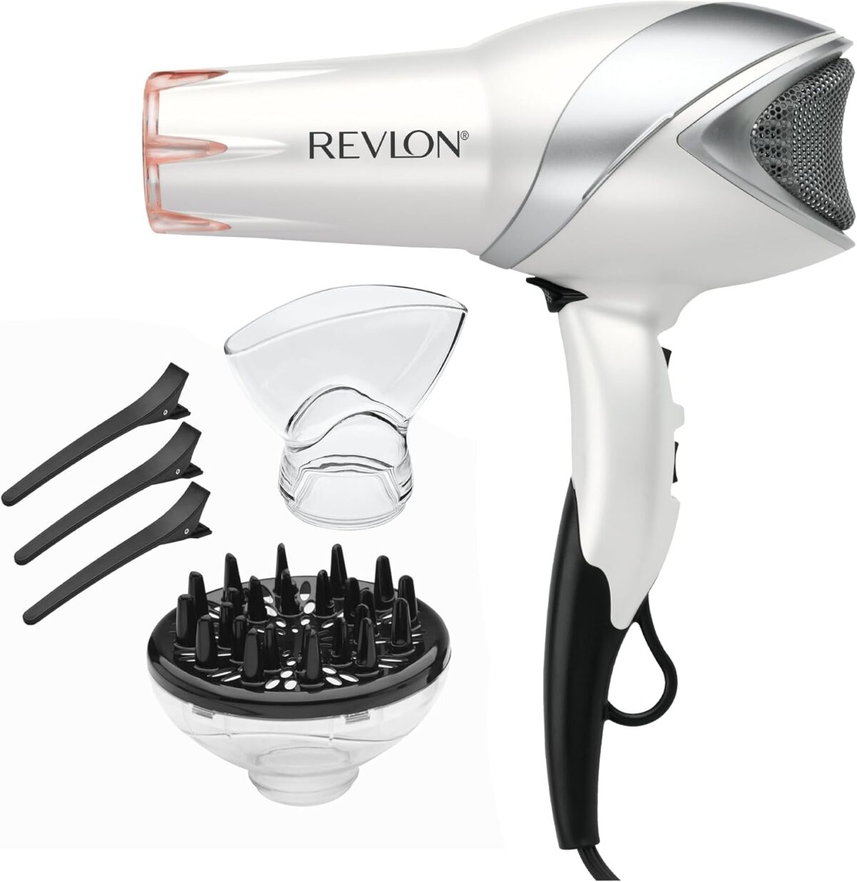 REVLON Infrared Hair Dryer with Diffuser & Concentrator - Ionic Ceramic Blow Dryer for Frizz Control, Shine, Soft Hair & Moisture Protection - 1875W Professional Salon-Quality (White) - Image 2