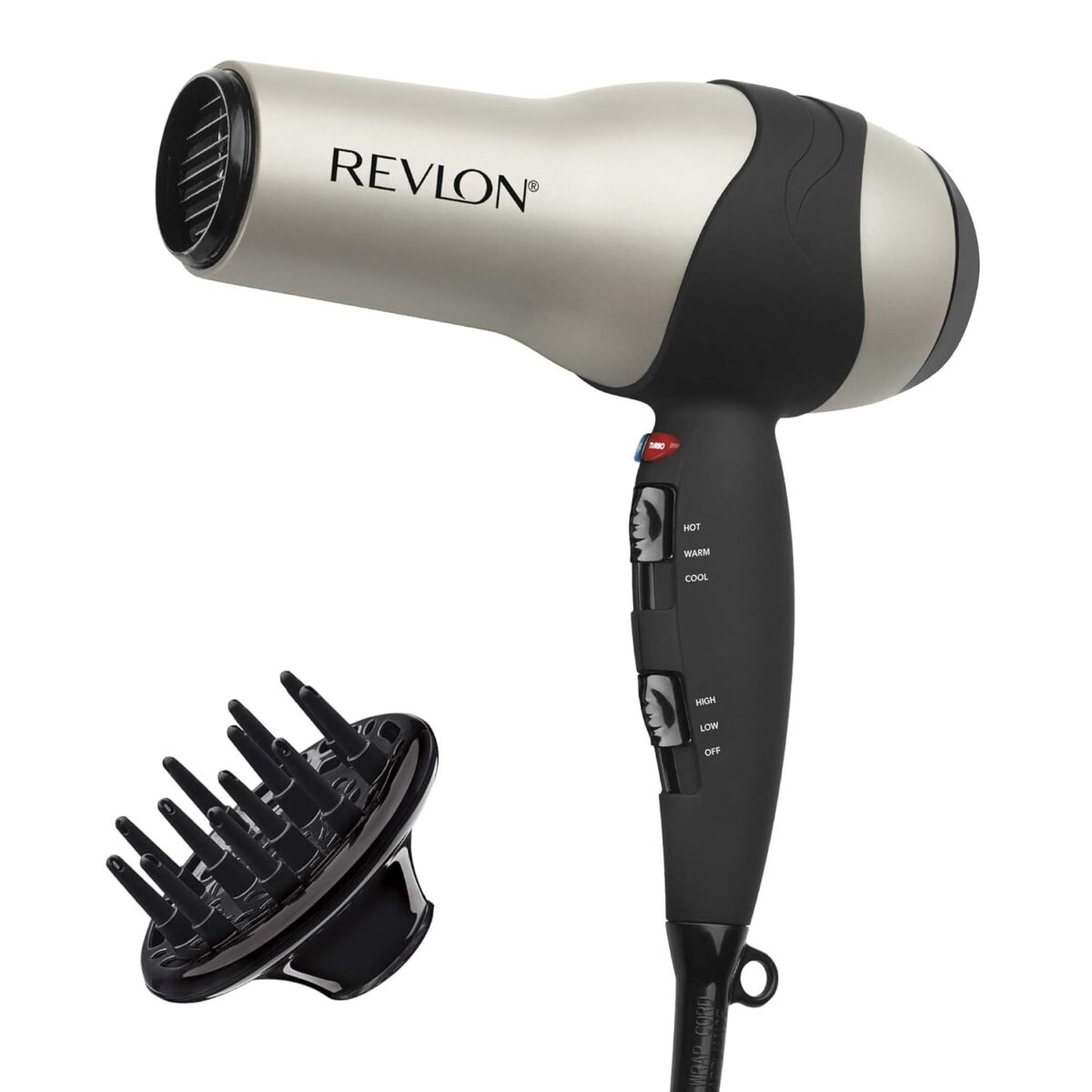 REVLON Turbo Hair Dryer with Advanced Ionic Technology, Ceramic Coating | Turbo Heat and Cold Shot Features, 1875 Watts for Fast Drying and Shine (Silver) - Image 2
