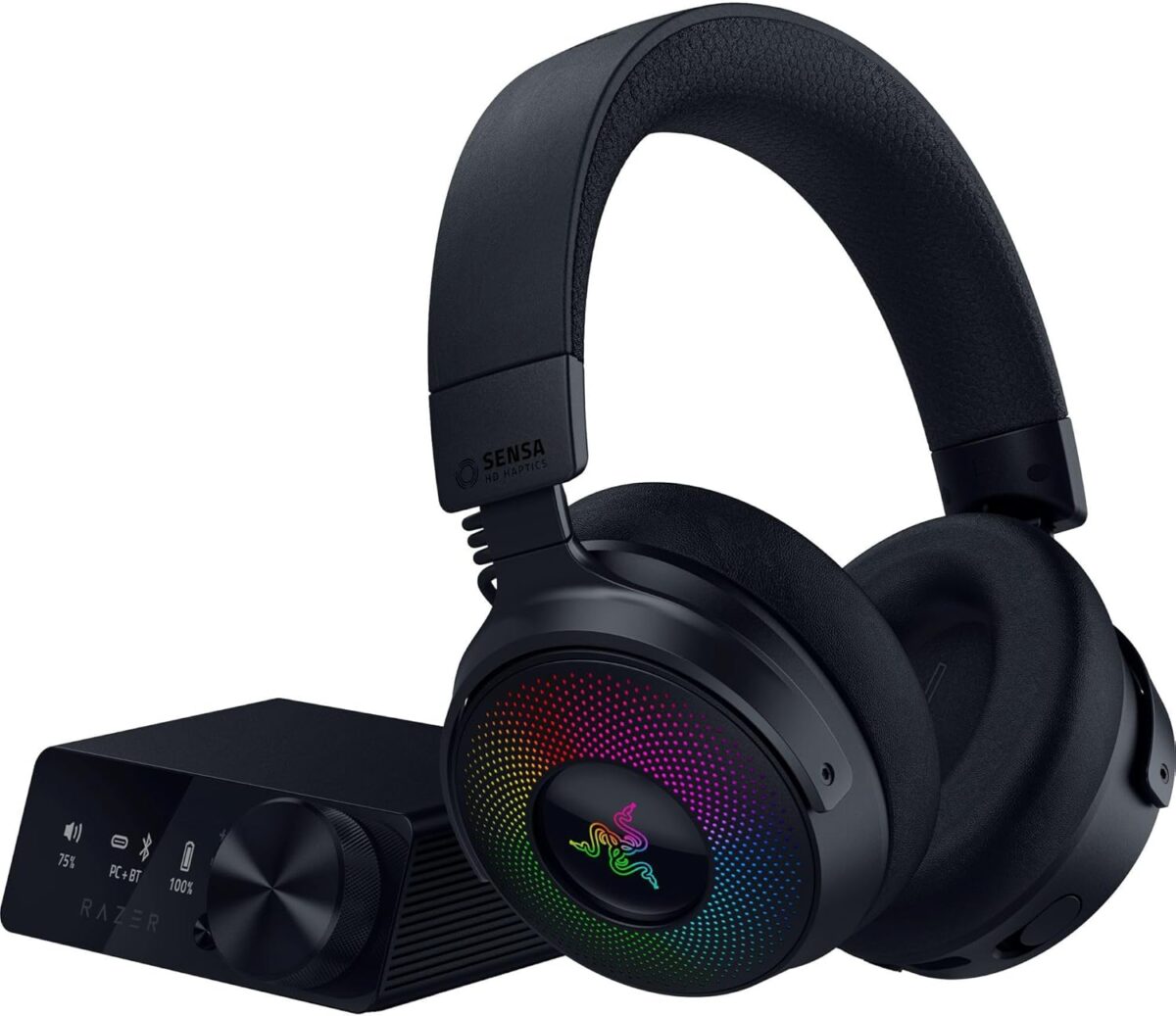Razer Kraken V4 Pro Wireless Gaming Headset: OLED Control Hub - HD Haptics - 2.4GHz Wireless - Bluetooth - USB - 3.5 mm - Super Wideband Mic - For PC, Mac, PS5, Nintendo Switch, Steam Deck, Smartphone - Image 2