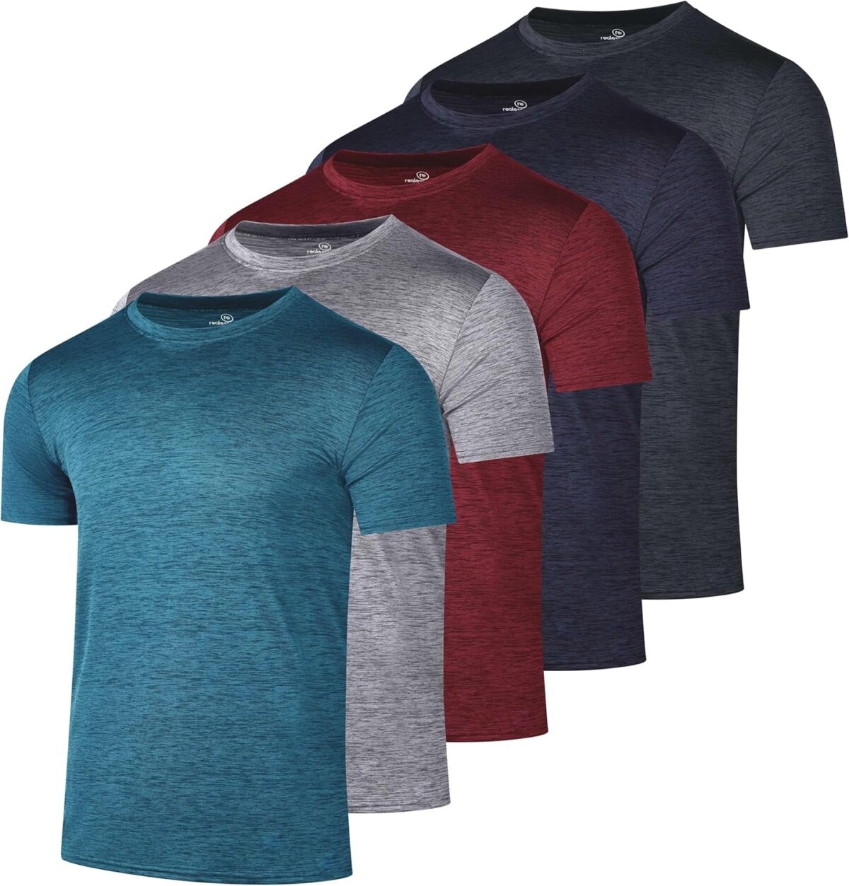 Real Essentials 5 Pack: Men’s Short Sleeve Dry Fit T-Shirts – Moisture Wicking Athletic Workout Gym Fitness Casual Tees - Image 2