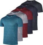 Real Essentials 5 Pack: Men’s Short Sleeve Dry Fit T-Shirts – Moisture Wicking Athletic Workout Gym Fitness Casual Tees - Image 2