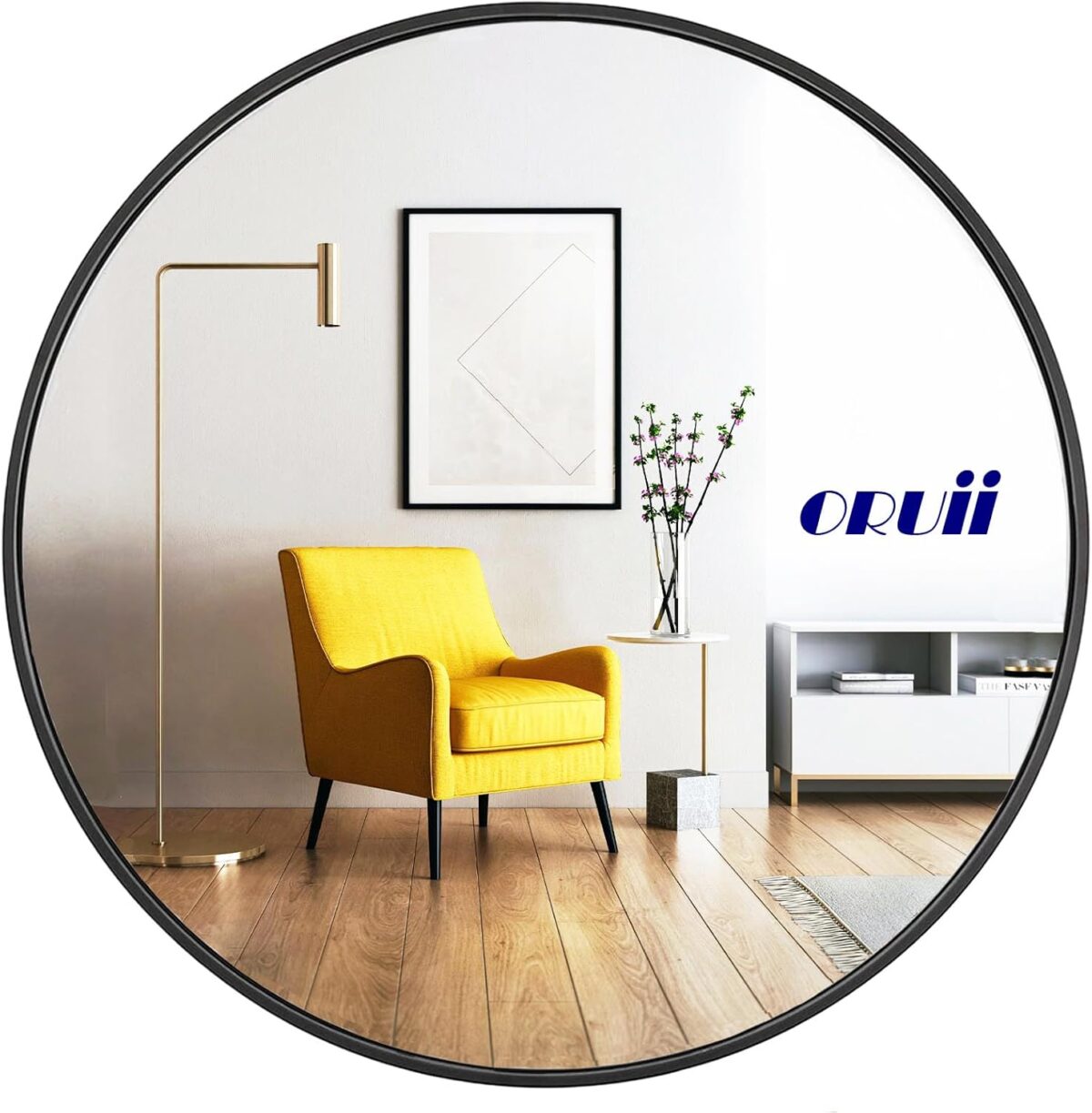 Round Mirror, Black Round Mirror 24 inch, Circle Wall Mirrors Metal Frame, Circular Mirrors for Wall, Living Room, Bathroom, Vanity, Entryway, Hallway. - Image 2