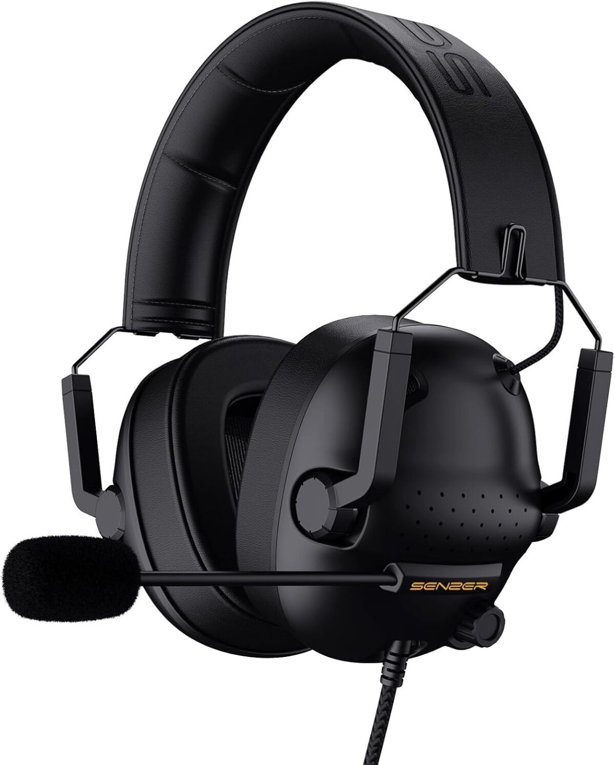 SENZER SG500 Surround Sound Pro Gaming Headset with Noise Cancelling Microphone - Soft Memory Foam Padding - Portable Foldable Headphones for PC, PS4, PS5, Xbox One, Switch - Black - Image 2
