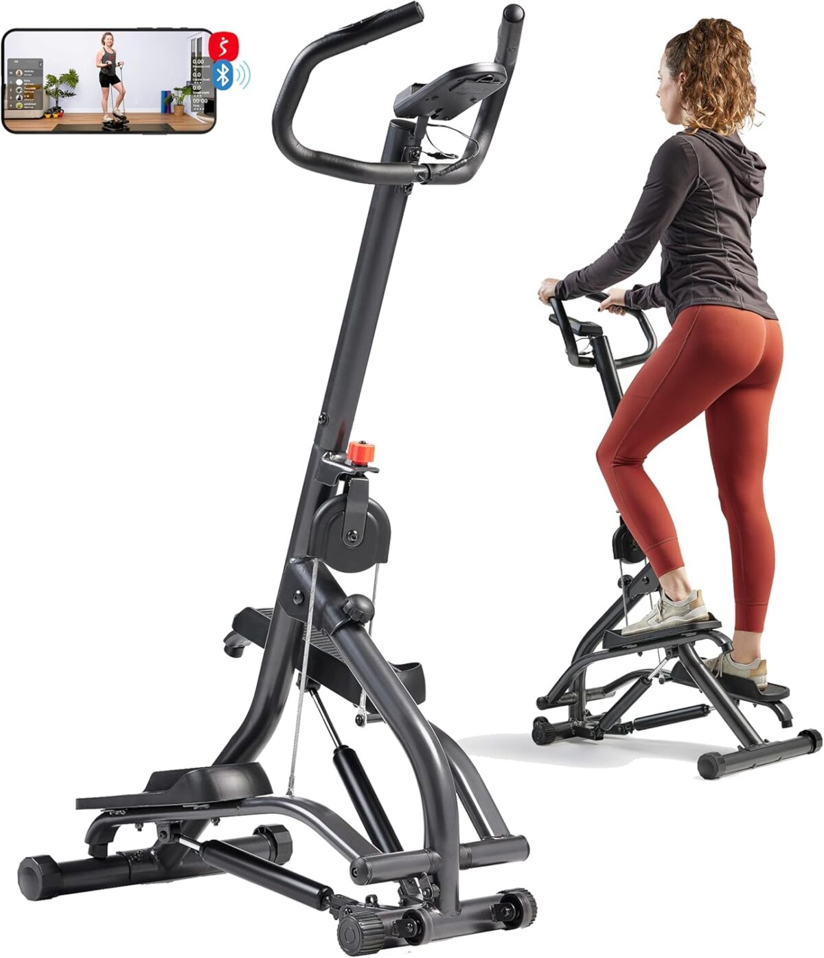 Sunny Health & Fitness Stair Stepper w/Handlebar, Extended Step Range Climber Machine for Legs, Core and Glute Workouts, Connection with Free SunnyFit App - Image 2