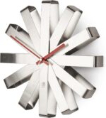 Umbra Ribbon Modern 12-inch Wall Clock, Battery Operated Quartz Movement, Silent Non Ticking Wall Clock, Stainless Steel - Image 2