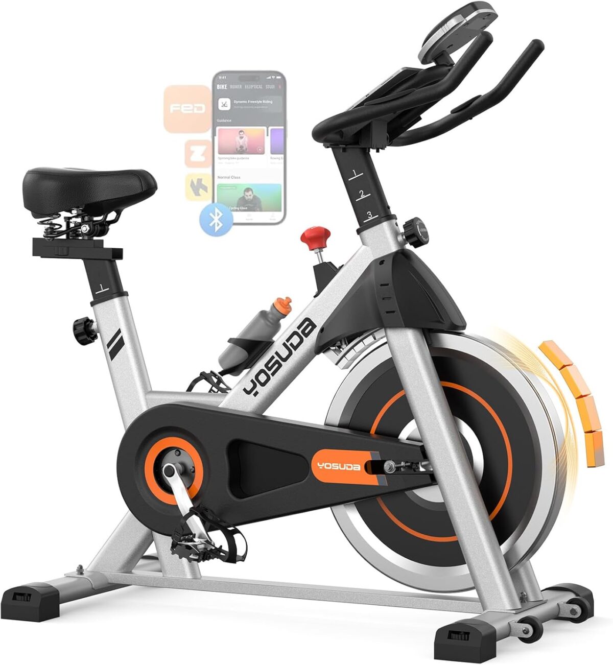 YOSUDA Exercise Bike, Brake Pad Stationary Bike for Home with Exclusive App, Magnetic Indoor Cycling Bike with 300 lb Weight Capacity, Low Noise, Tablet Holder and Fitness Courses for Weight Loss - Image 2