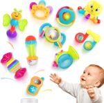 iPlay, iLearn 10pcs Baby Rattles Toys Set, Infant Grab Shake Rattle, Easy Hold Sensory Teether, Babies Development Learning Music Toy, Newborn Shower Birthday Gift 1 2 3 4 5 6 7 9 10 12 Month Boy Girl - Image 2