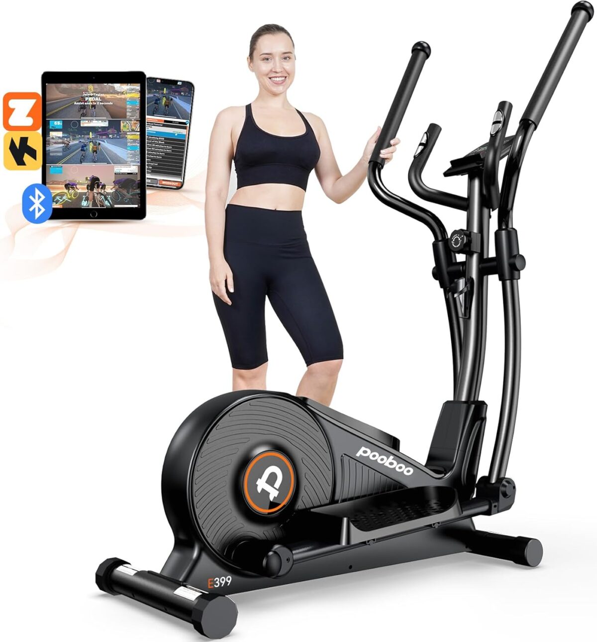 pooboo Elliptical Machine, Elliptical Exercise Machine with 16-Level Resistance&Hyper-Quiet Magnetic Driving System, Elliptical Machine for Home with LCD Monitor&15.5IN Stride, 350LBS Weight Capacity - Image 2