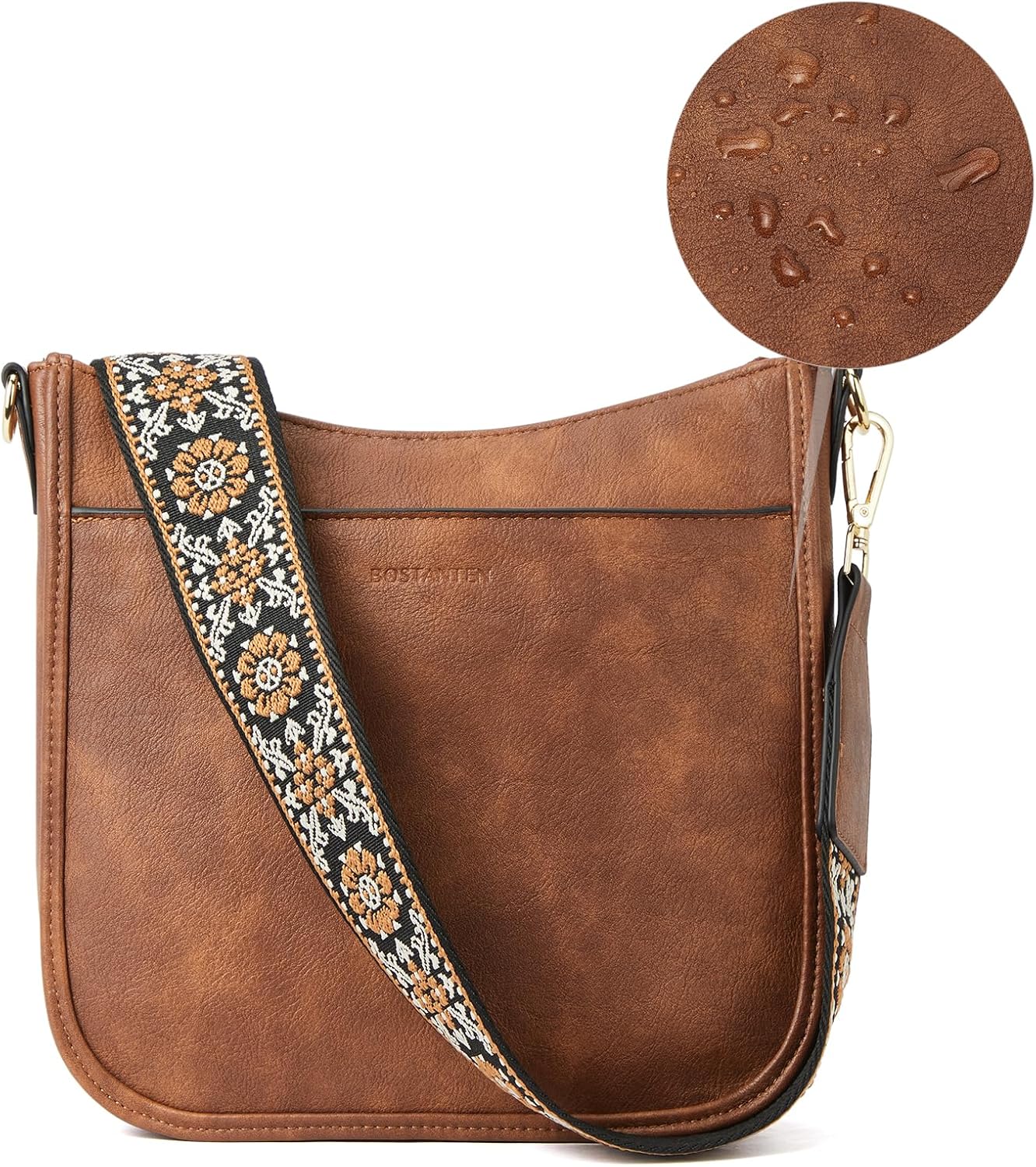 BOSTANTEN Crossbody Bags for Women Trendy Vegan Leather Hobo Purses Shoulder Handbags With Wide Shoulder Strap - Image 7