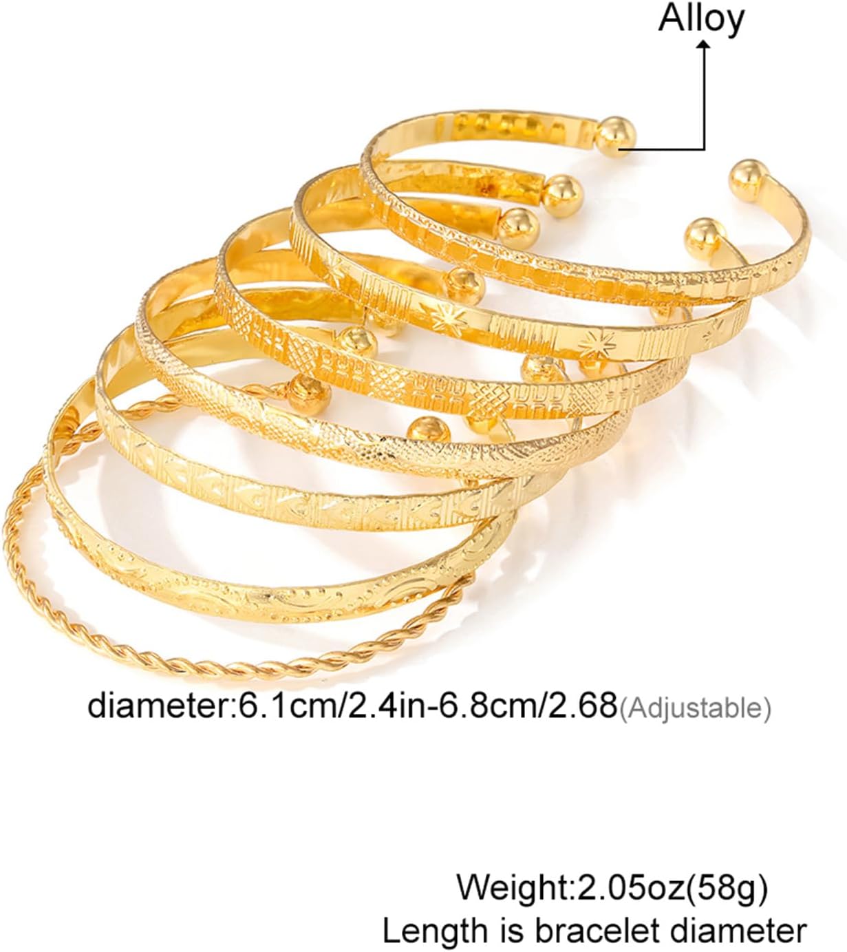 IFKM Gold Bangle Bracelets For Women, 14k Gold Plated Multi Layer Stackable Cuff Bracelet Set, Trendy Elegance Charms Non Tarnish Minimalist Textured Boho Jewelry Gift for Women - Image 9