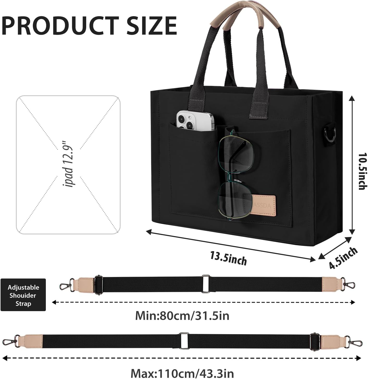 Tote Bags for Women Canvas Tote Purse Crossbody with Pockets Top Handle Shoulder Satchel Bag for Women - Image 4