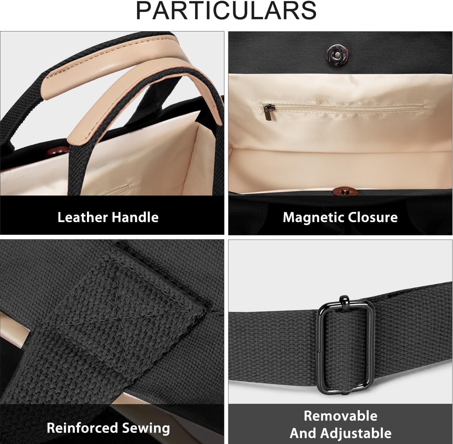 Tote Bags for Women Canvas Tote Purse Crossbody with Pockets Top Handle Shoulder Satchel Bag for Women - Image 6