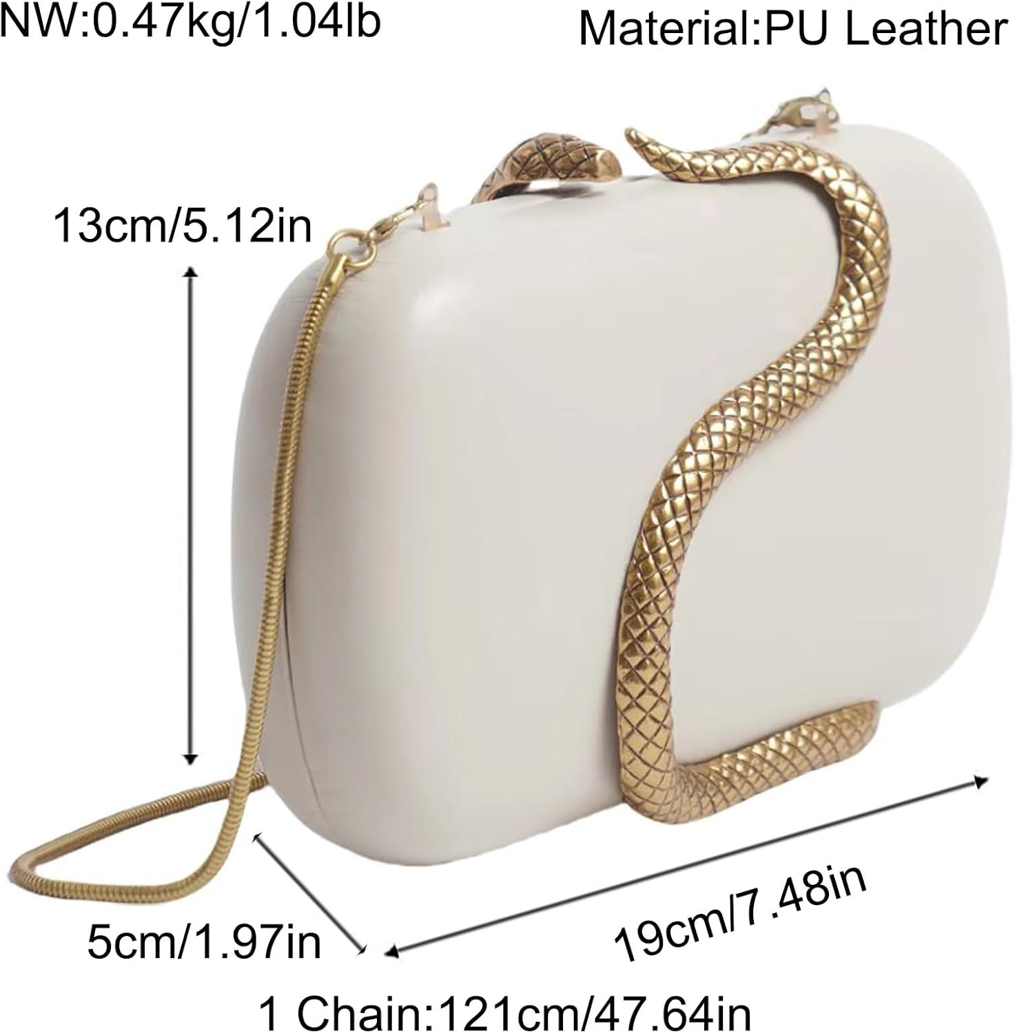 PU Leather Wedding Evening Bag Formal Clutch Purse for Women with Snake - Image 3