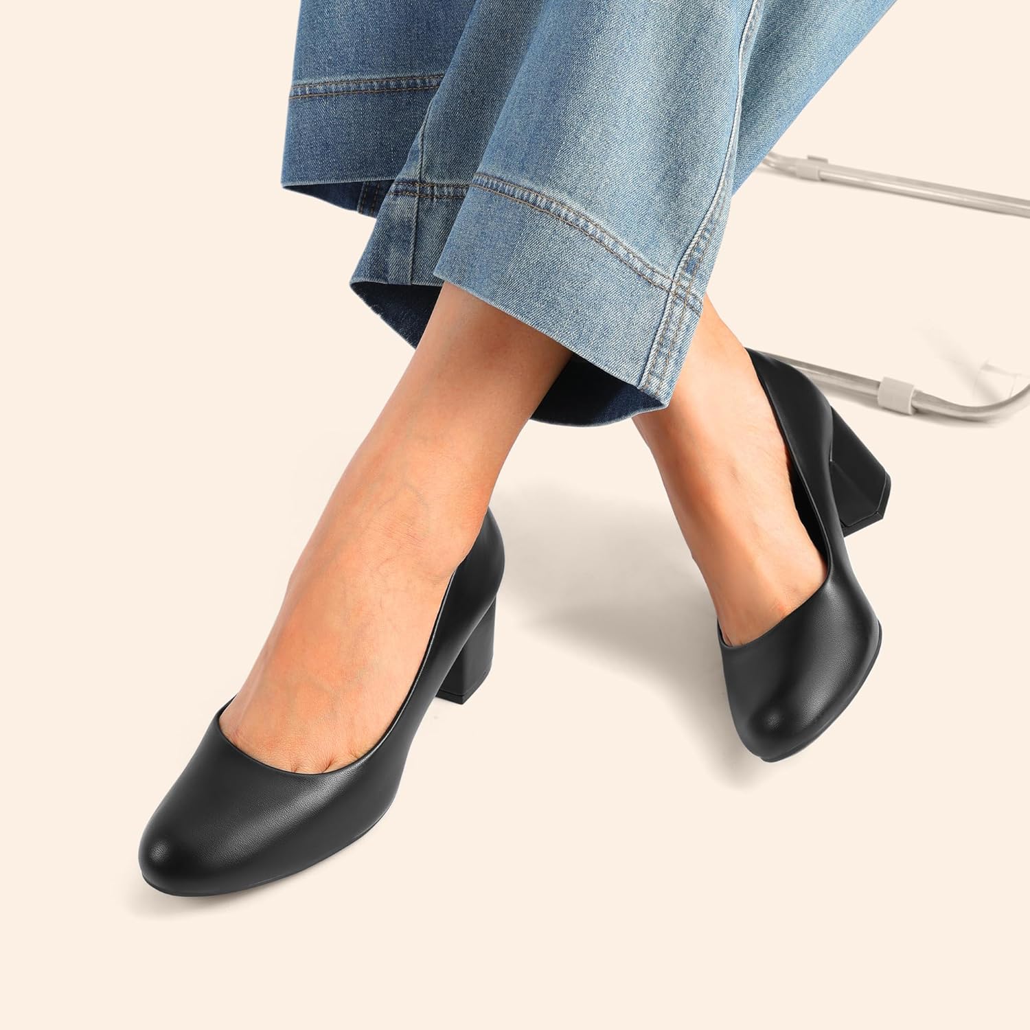 DREAM PAIRS Women's Pumps Low Chunky Block Heel Dress Shoes Closed Round Toe Comfortable Heels - Image 8