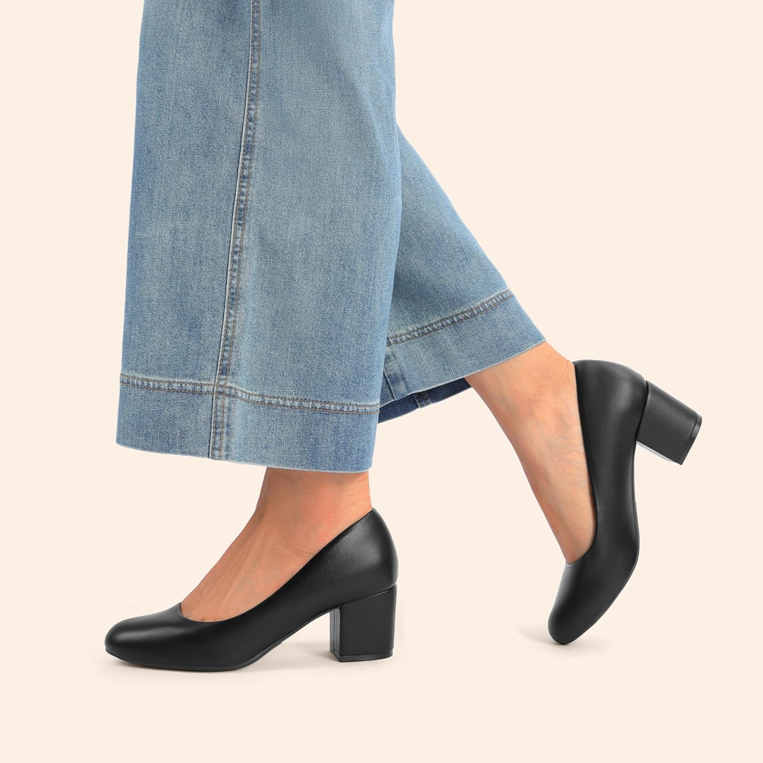 DREAM PAIRS Women's Pumps Low Chunky Block Heel Dress Shoes Closed Round Toe Comfortable Heels - Image 9