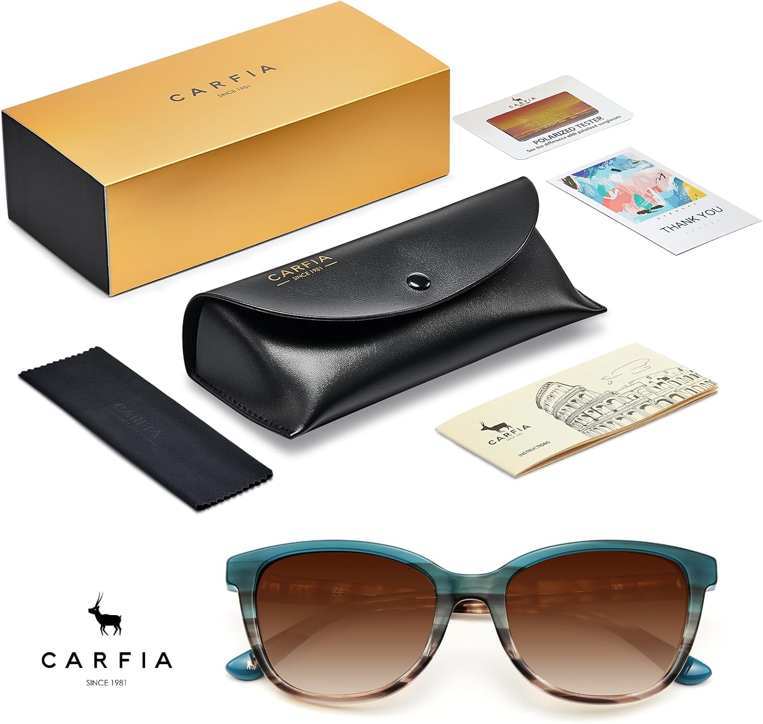 CARFIA Designer Acetate Womens Polarized Sunglasses Fit Most Face Shapes Trendy Shades UV Protection Hypoallergenic Handmade - Image 9