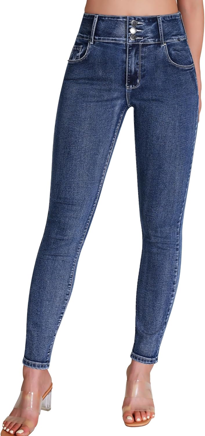 roswear Women’s High Waisted Stretchy Skinny Curvy Jeans Tummy Control Jeggings - Image 4