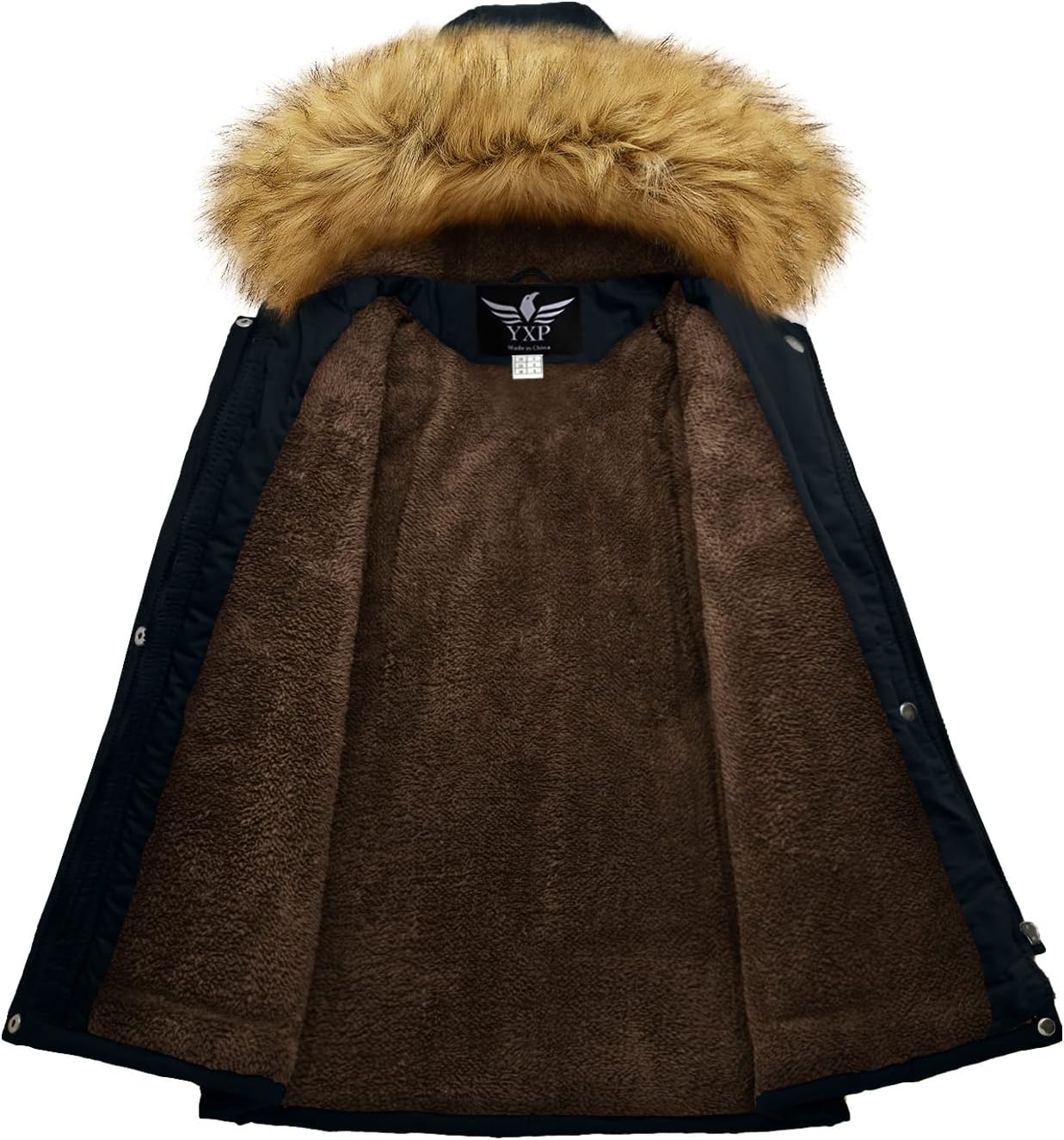 YXP Women's Winter Thicken Military Parka Jacket Warm Fleece Cotton Coat with Fur Hood - Image 3