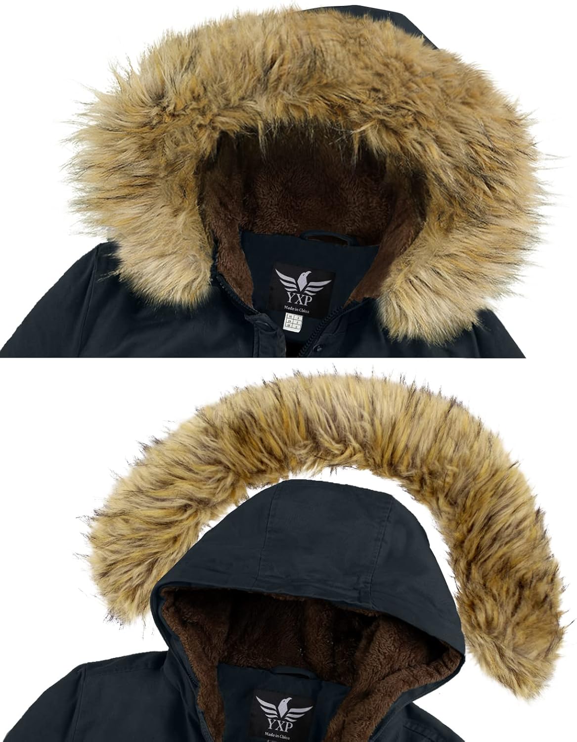 YXP Women's Winter Thicken Military Parka Jacket Warm Fleece Cotton Coat with Fur Hood - Image 6