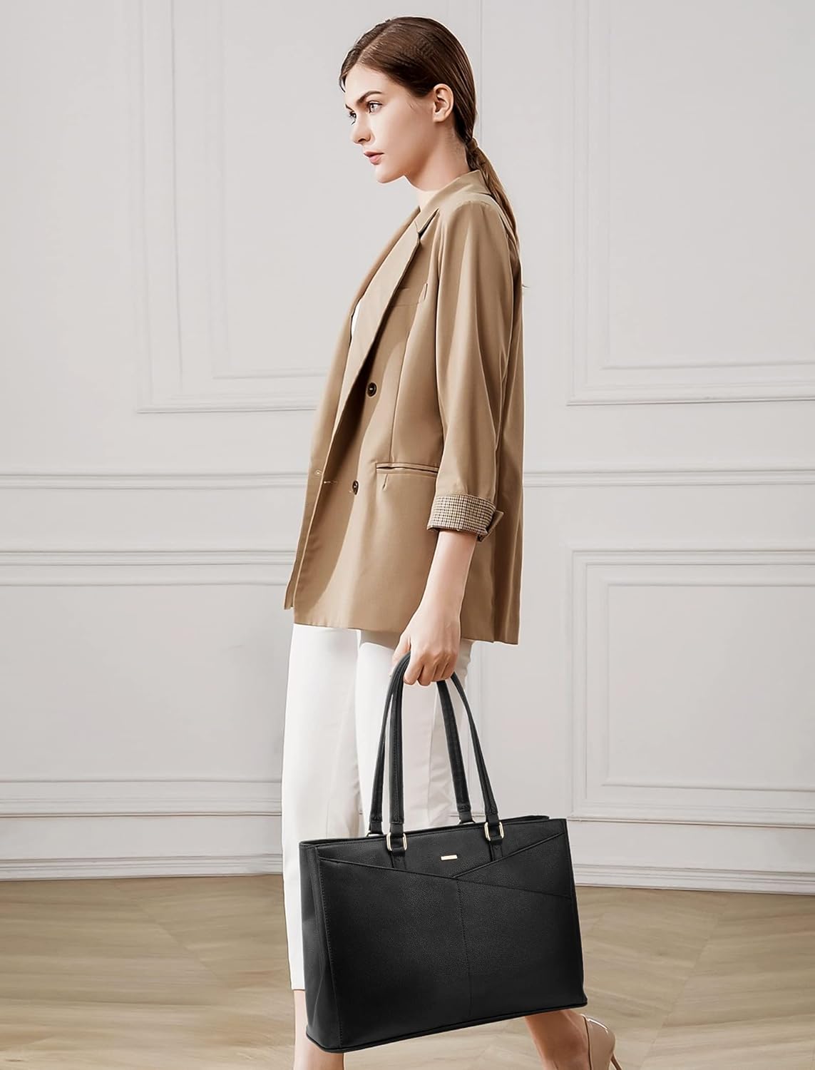 LOVEVOOK Laptop Tote Bag for Women 15.6 Inch Waterproof Leather Computer Bags Business Office Work Briefcase Black - Image 8