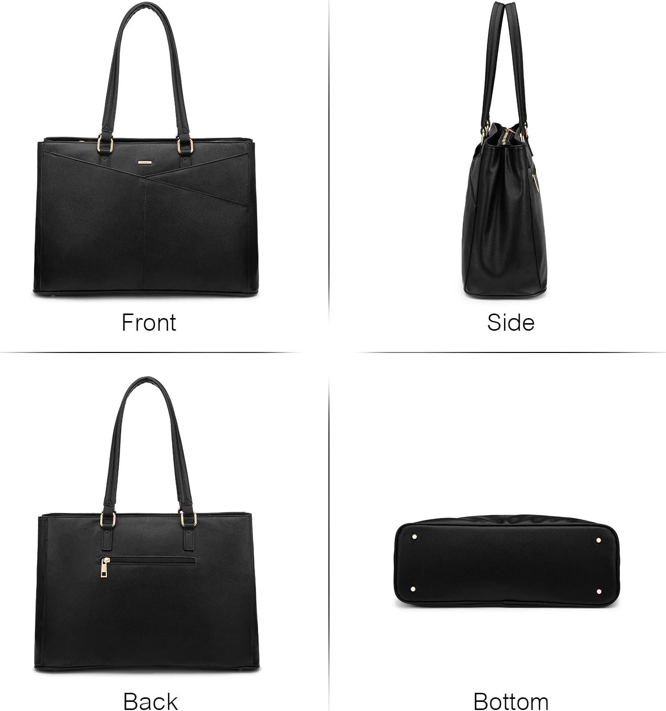 LOVEVOOK Laptop Tote Bag for Women 15.6 Inch Waterproof Leather Computer Bags Business Office Work Briefcase Black - Image 10