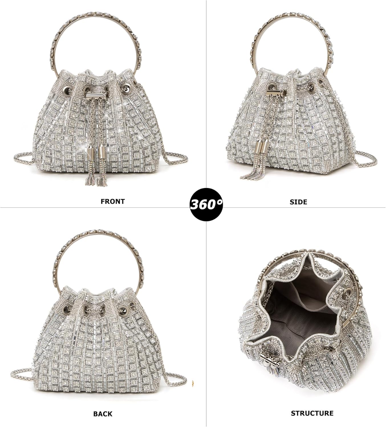 Sparkly Diamond Evening Bag Clutch Purses for Women Rhinestone Purse Glitter Handbag for Party Prom Cocktail Wedding - Image 3