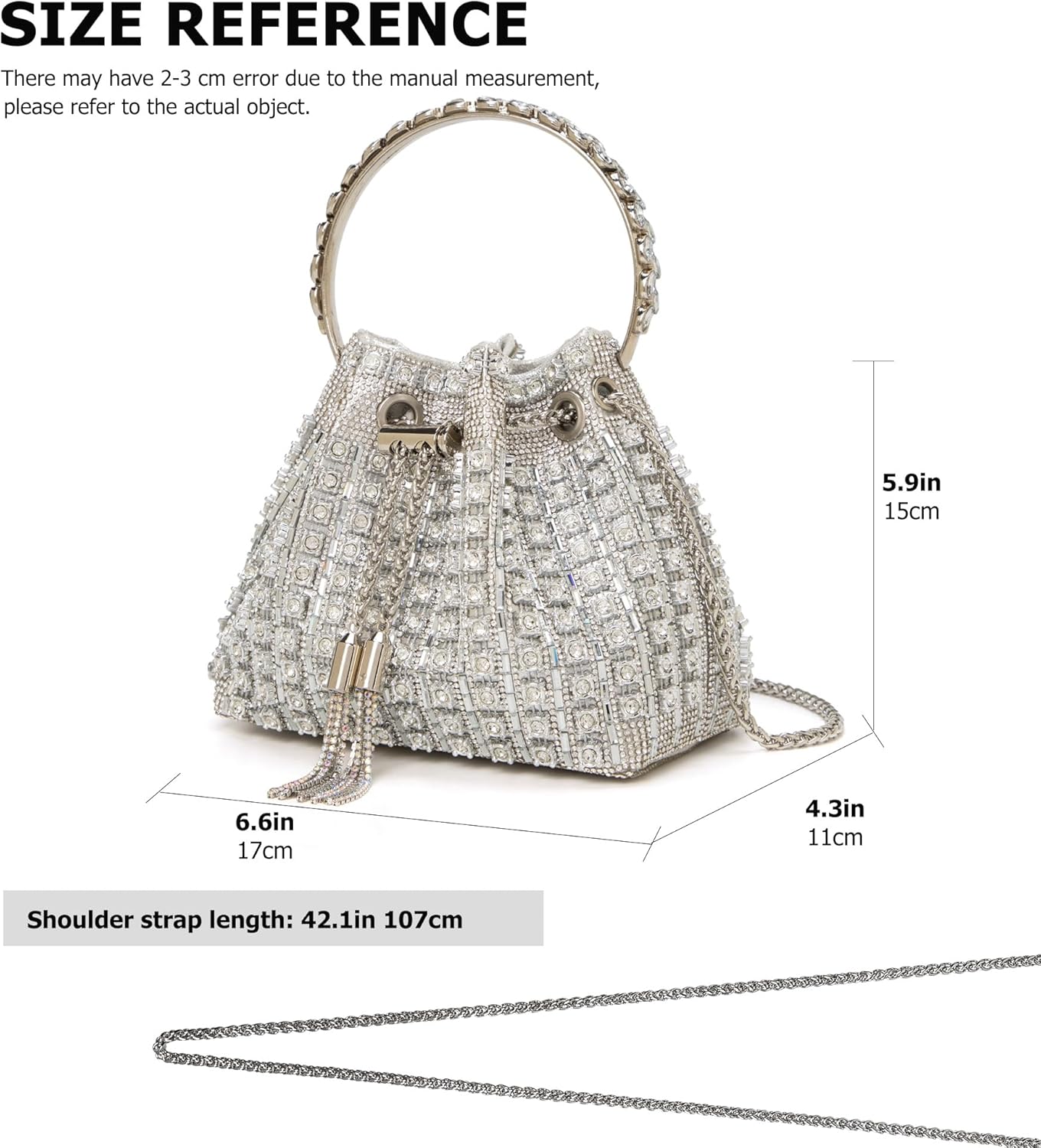 Sparkly Diamond Evening Bag Clutch Purses for Women Rhinestone Purse Glitter Handbag for Party Prom Cocktail Wedding - Image 5