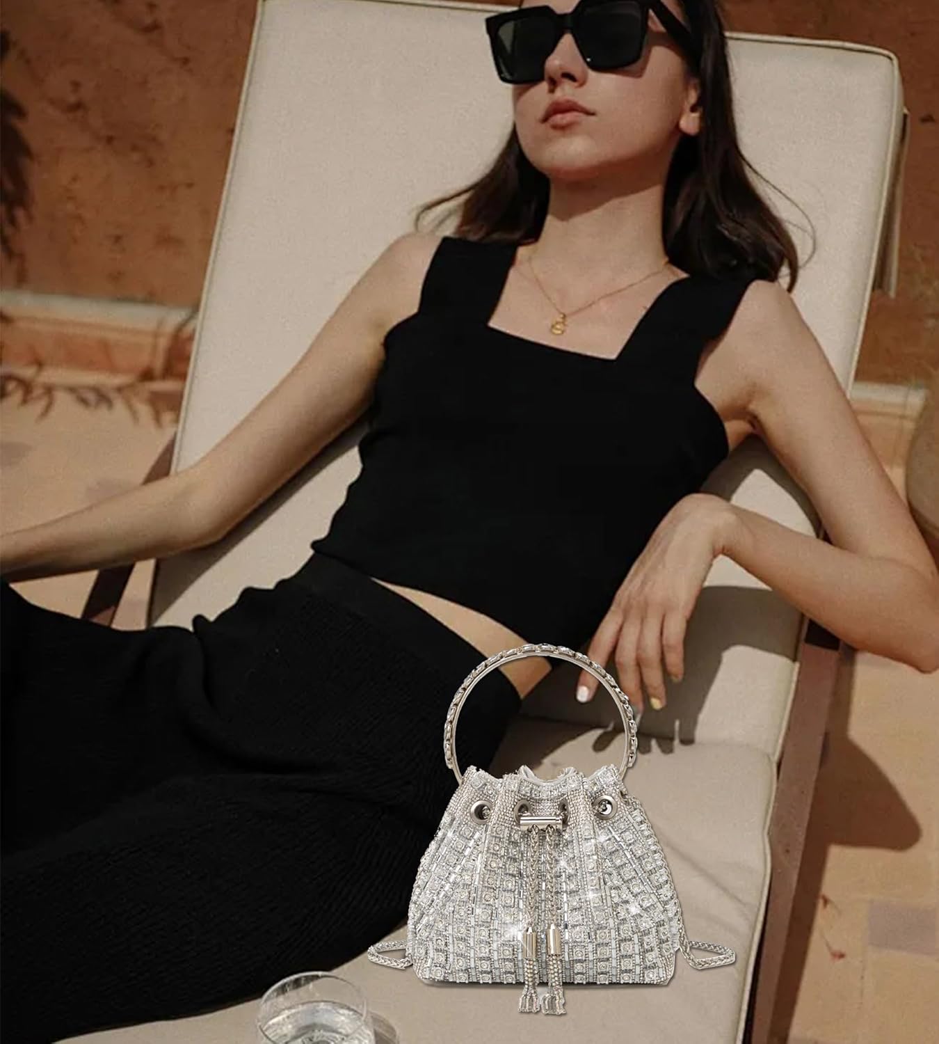 Sparkly Diamond Evening Bag Clutch Purses for Women Rhinestone Purse Glitter Handbag for Party Prom Cocktail Wedding - Image 7