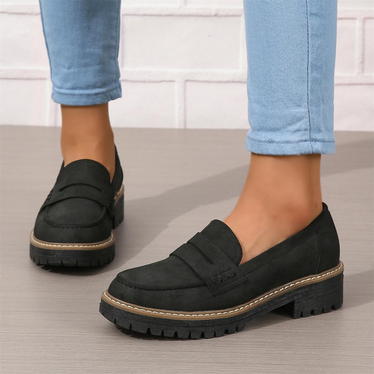 Womens Loafers Shoes Platform Chunky Penny Loafer Lug Sole Comfortable Slip On Work Office Business Casual Dress Shoes, US Size 5-11.5 - Image 4