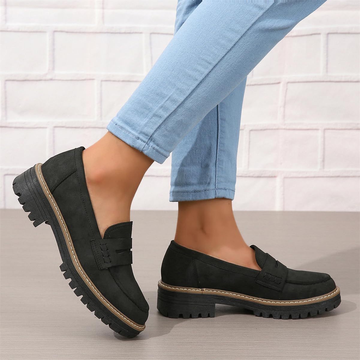 Womens Loafers Shoes Platform Chunky Penny Loafer Lug Sole Comfortable Slip On Work Office Business Casual Dress Shoes, US Size 5-11.5 - Image 6