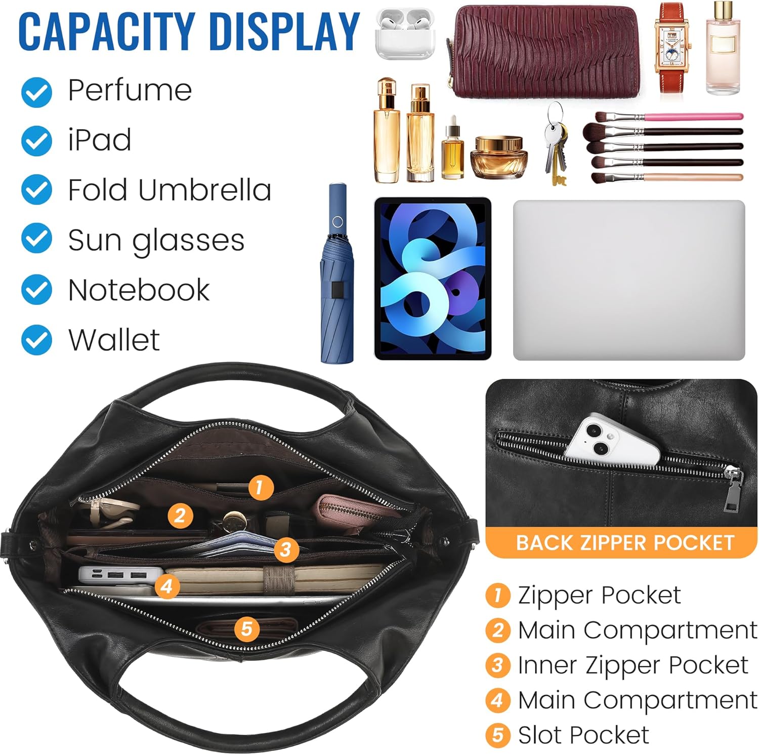 KOGTLA Vegan Leather Purses for Women with Detachable Satchel Strap, Ladies Handbags, Tote Hobo Bags with Top Handle - Image 7