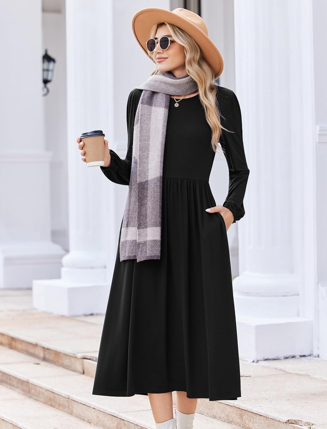 Zeagoo Long Sleeve Dresses for Women 2025 Fall Winter Casual Flowy A-Line Boho Midi Party Long Dress with Pockets - Image 4