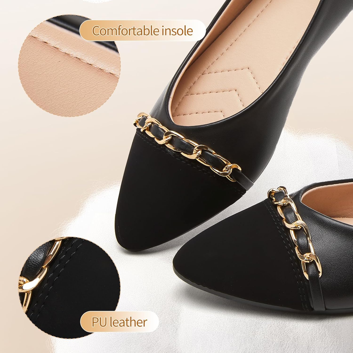 FINIWOR Ballet Flat Shoes for Womens,PU Leather Womens Loafers,Women Pointed Toe Dress Flat Shoes Casual, Comfortable Slip on Flats Shoes Women - Image 3