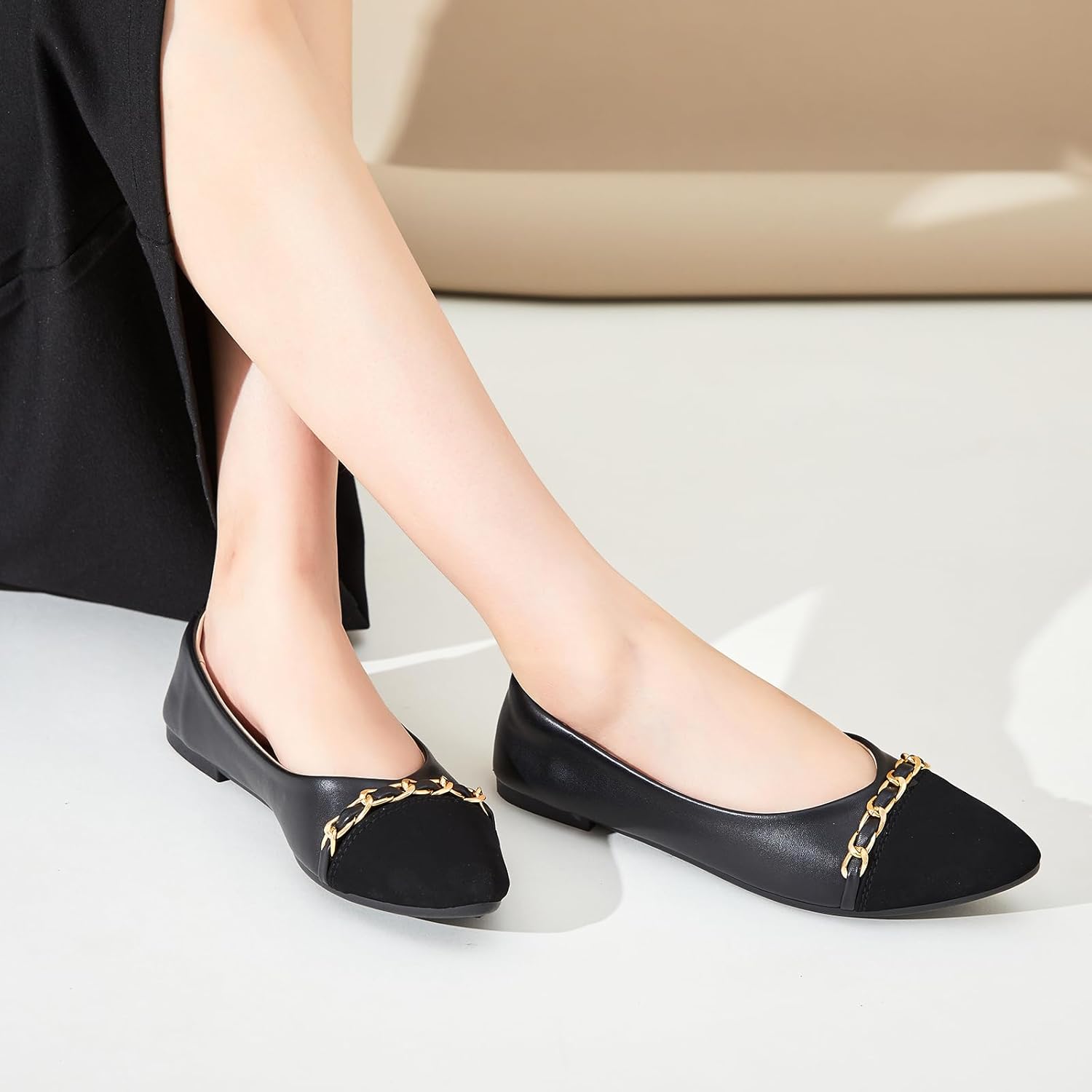 FINIWOR Ballet Flat Shoes for Womens,PU Leather Womens Loafers,Women Pointed Toe Dress Flat Shoes Casual, Comfortable Slip on Flats Shoes Women - Image 8